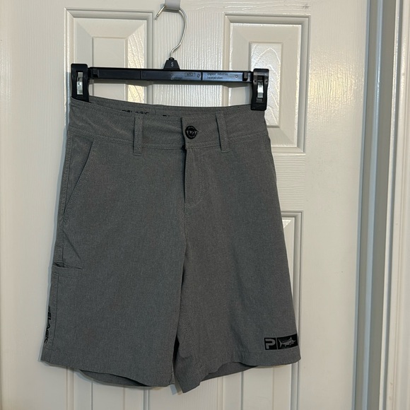 Boys Pelagic fishing shorts adjustable waist gray youth 23 waist - Picture 1 of 3